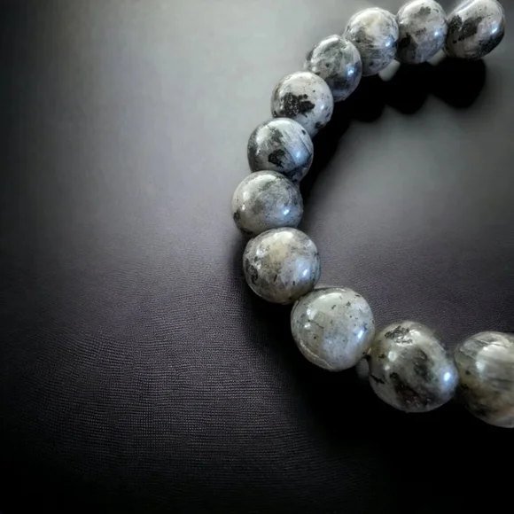 Larvikite Bracelet 10mm Natural Stones Stretch Crystals Unisex - Picture 2 of 4